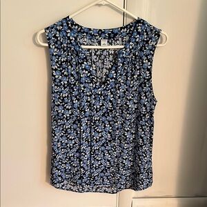 Old Navy Blue and White Blouse with V-Neckline